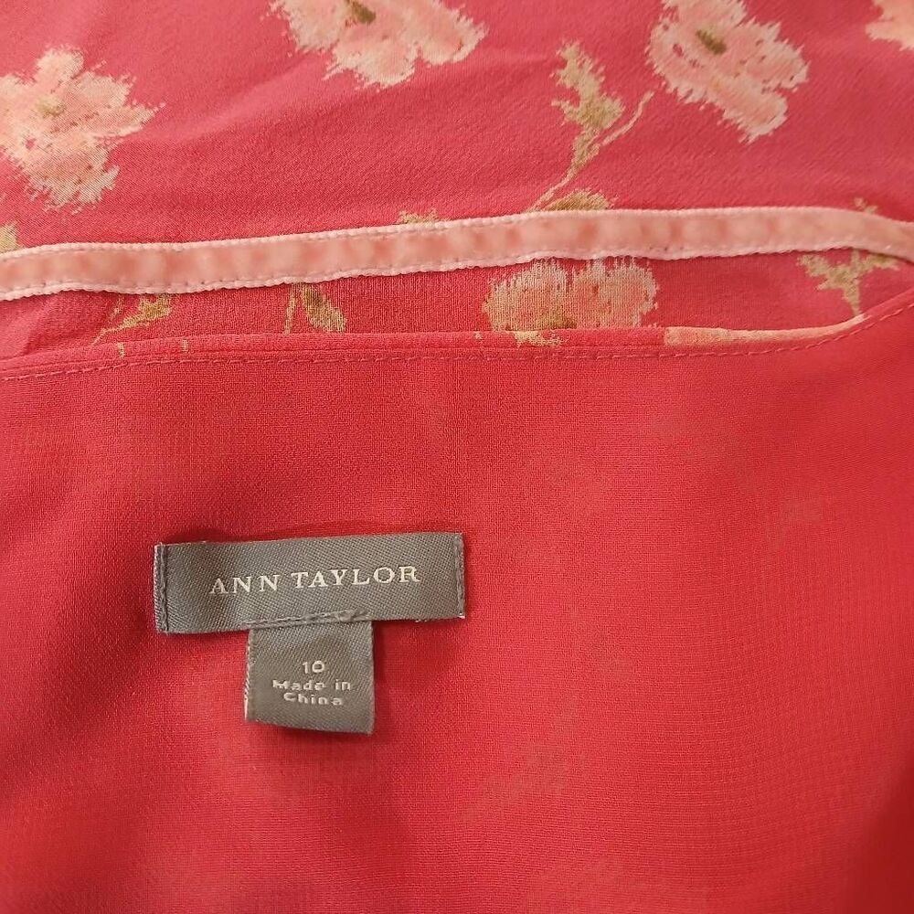 Y2k  ann Taylor large 100% silk blouse floral fudge pink top fairy boho ruffle - Picture 6 of 10
